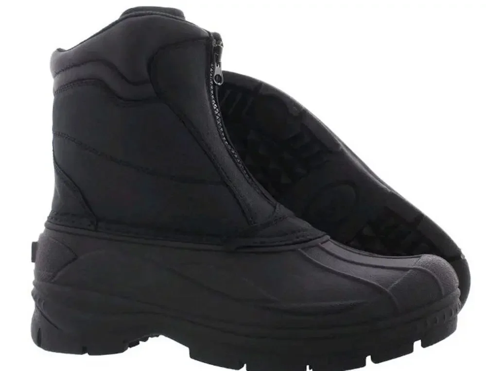 Totes Cassel Mens 12 Black Waterproof Insulated Winter Snow Boots Front Zip